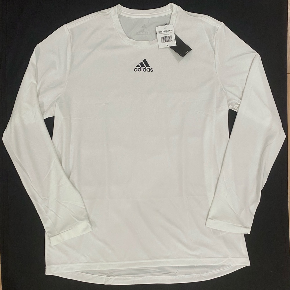 NWT ADIDAS Men’s PreGame Regular Fit Badge Of Sport Long-Sleeve Tee Shirt HS9216
